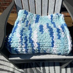 Blue and White Textured Blanket